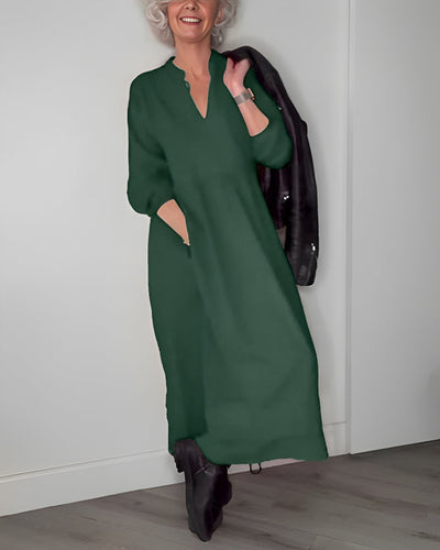 Amanda™ - Robe Longue Amincissante à Col en V