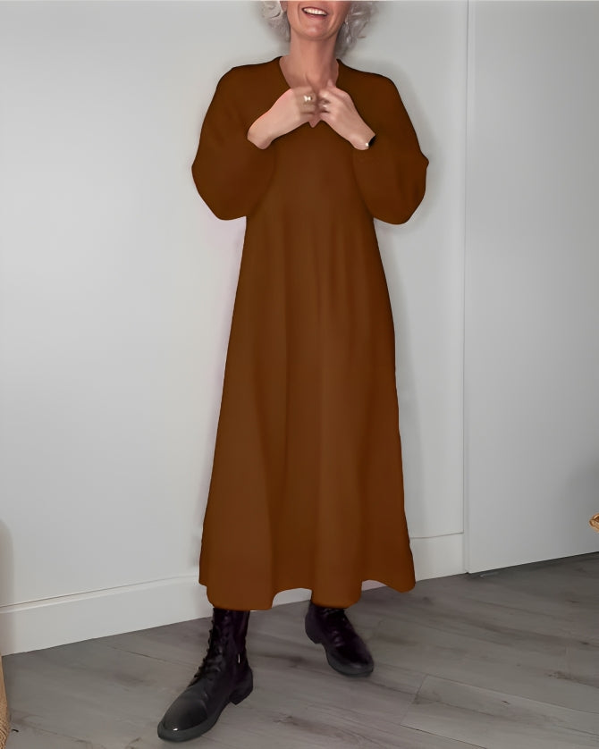 Amanda™ - Robe Longue Amincissante à Col en V