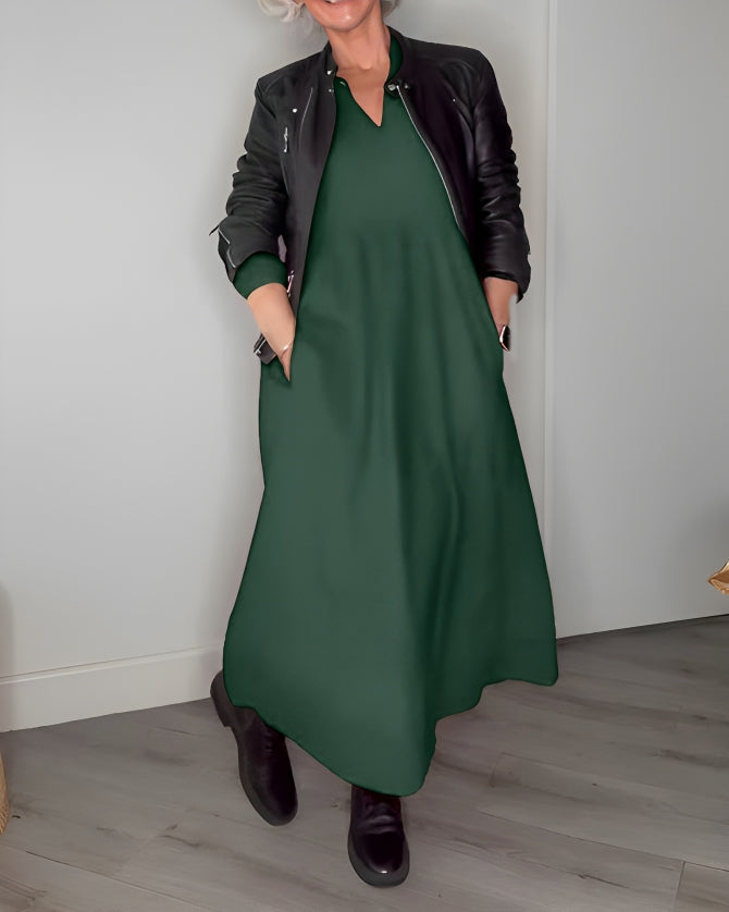 Amanda™ - Robe Longue Amincissante à Col en V