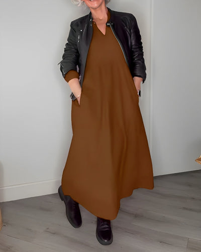 Amanda™ - Robe Longue Amincissante à Col en V