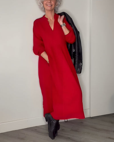 Amanda™ - Robe Longue Amincissante à Col en V